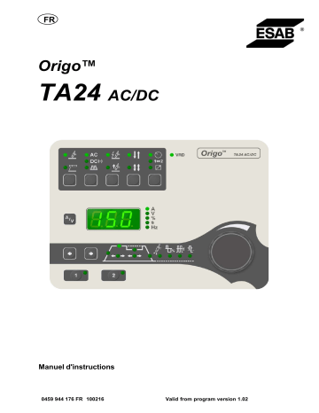 ESAB TA24 AC/DC Origo™ Manuel utilisateur | Fixfr
