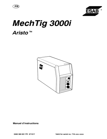 ESAB MechTig 3000i Aristo MechTig 3000i Manuel utilisateur | Fixfr