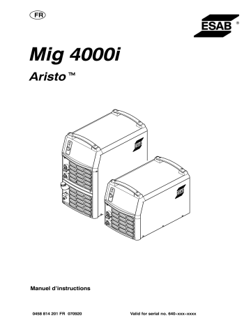 ESAB Mig 4000i Manuel utilisateur | Fixfr