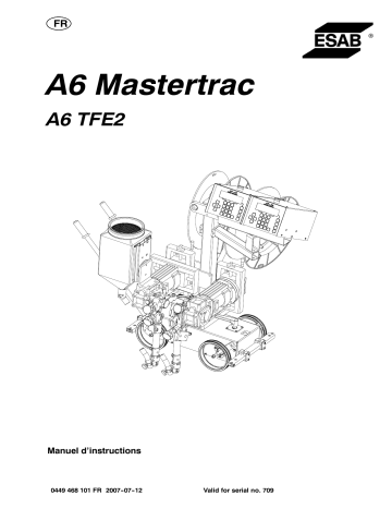 ESAB A6 Tandem Mastertrac Manuel utilisateur | Fixfr