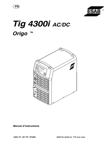 ESAB Tig 4300i AC/DC Manuel utilisateur | Fixfr