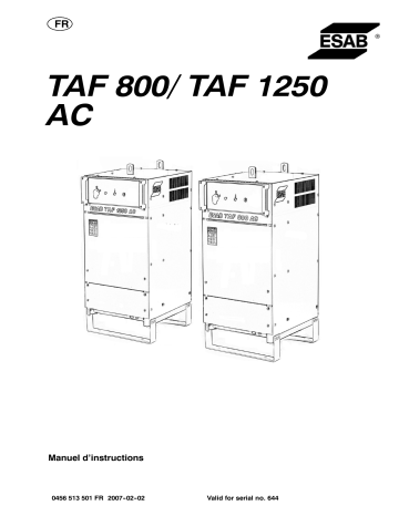 ESAB TAF 800 / TAF 1250 Manuel utilisateur | Fixfr