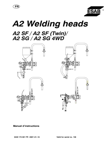 ESAB A2 Welding heads Manuel utilisateur | Fixfr