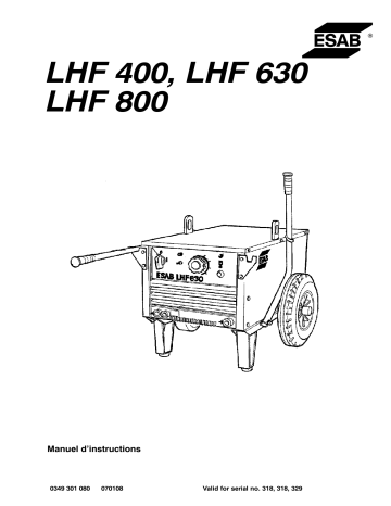 LHF 400 | LHF 800 | ESAB LHF 630 Manuel utilisateur | Fixfr