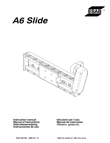 ESAB A6 Slide Manuel utilisateur | Fixfr