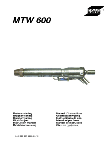 ESAB MTW 600 Manuel utilisateur | Fixfr