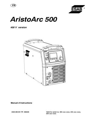 ESAB AristoArc 500 Manuel utilisateur | Fixfr