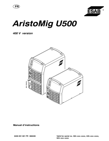 ESAB AristoMig U500 Manuel utilisateur | Fixfr