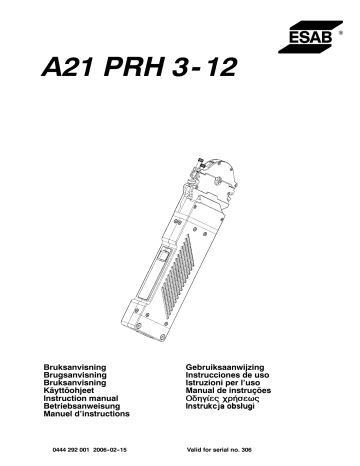 ESAB PRH 3-12 A21 PRH 3-12 Manuel utilisateur | Fixfr