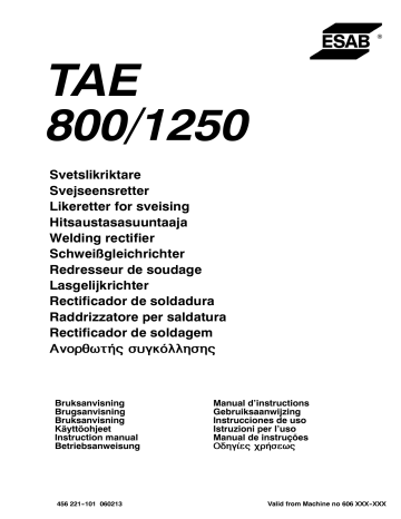 ESAB TAE 800 / TAE 1250 Manuel utilisateur | Fixfr