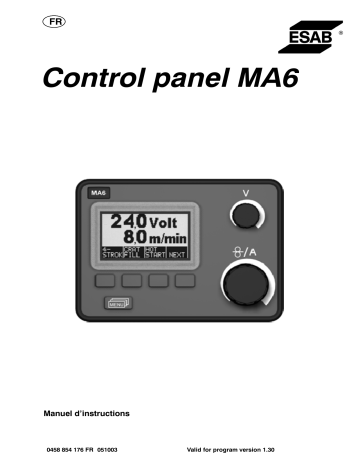 ESAB Control panel MA6 Manuel utilisateur | Fixfr