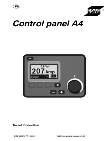 ESAB Control panel A4 Manuel utilisateur | Fixfr