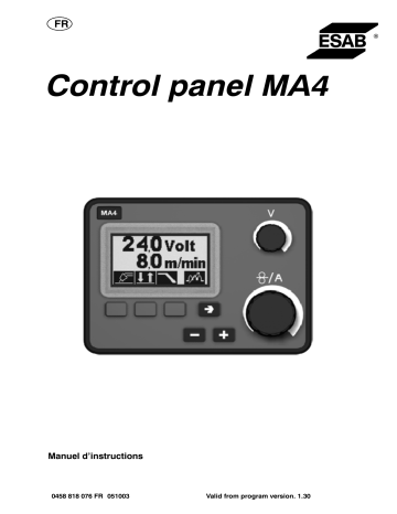ESAB Control panel MA4 Manuel utilisateur | Fixfr