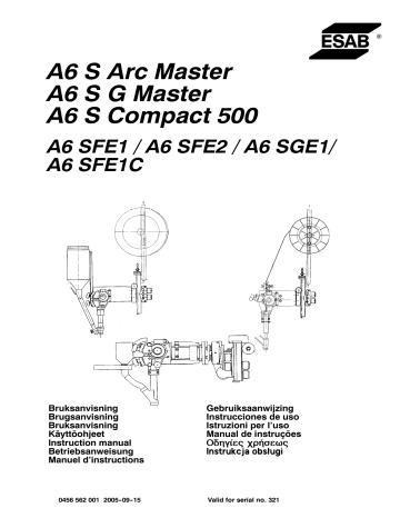 ESAB A6 SFE1 / SFE2 / SGE1 / SFE1C Manuel utilisateur | Fixfr