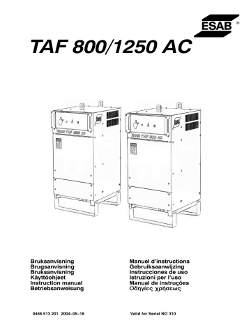 ESAB TAF 800 / TAF 1250 Manuel utilisateur | Fixfr