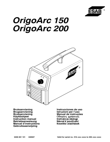 Origo™Arc 200 | ESAB Origo™Arc 150 Manuel utilisateur | Fixfr