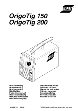 ESAB Origo™Tig 200 Manuel utilisateur