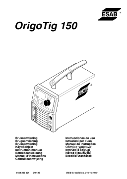 ESAB Origo™Tig 150 Manuel utilisateur