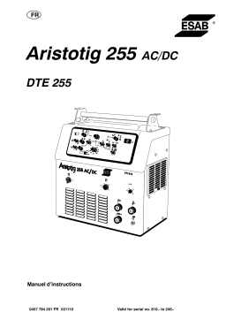 ESAB DTE 255 Manuel utilisateur