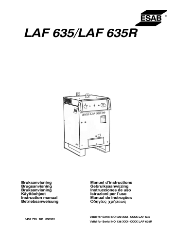 ESAB LAF 635/ LAF 635R Manuel utilisateur | Fixfr