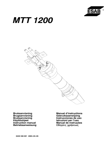 ESAB MTT 1200 Manuel utilisateur | Fixfr