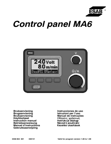 ESAB MA6 Aristo Manuel utilisateur | Fixfr