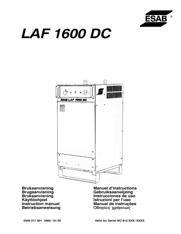 ESAB LAF 1600 Manuel utilisateur | Fixfr