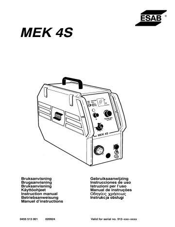 ESAB MEK 4S Manuel utilisateur | Fixfr