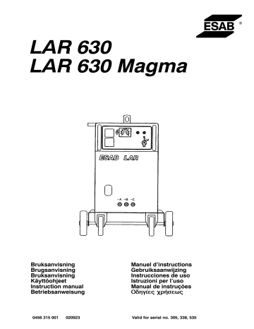 LAR 630 Magma | ESAB LAR 630 Manuel utilisateur | Fixfr