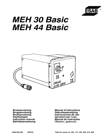 MEH 30 | ESAB MEH 44 Basic Manuel utilisateur | Fixfr