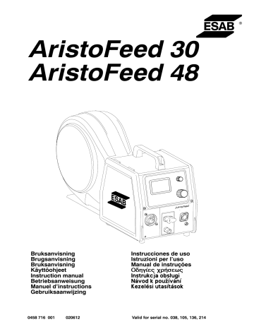 AristoFeed 48-4 | ESAB AristoFeed 30-4 Manuel utilisateur | Fixfr