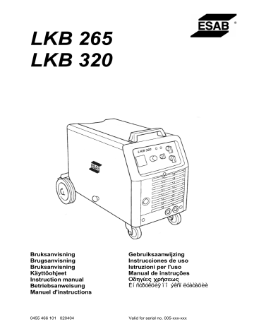 LKB 320 | LKB 320 4WD | ESAB LKB 265 4WD Manuel utilisateur | Fixfr