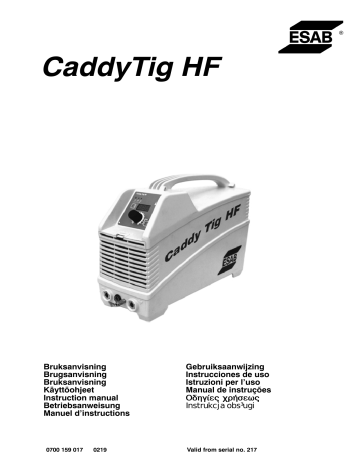 ESAB CaddyTig HF Manuel utilisateur | Fixfr