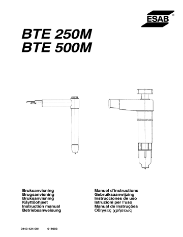BTE 500M | ESAB BTE 250M Manuel utilisateur | Fixfr