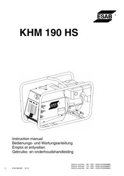 ESAB KHM 190 HS Manuel utilisateur