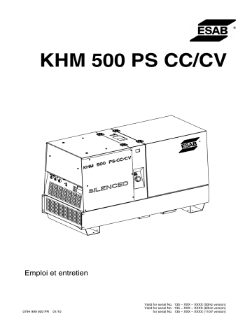 ESAB KHM 500 PS - CC/CV Manuel utilisateur | Fixfr