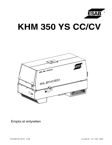 ESAB KHM 350 YS - CC/CV Manuel utilisateur | Fixfr