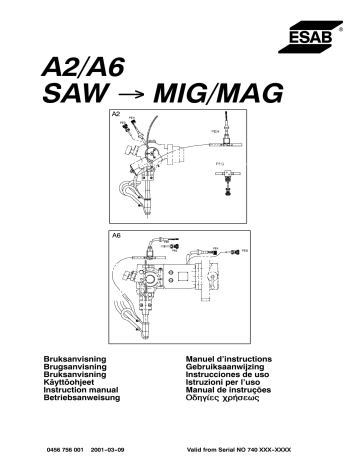 ESAB A2 / A6 SAW → MIG/MAG Manuel utilisateur | Fixfr