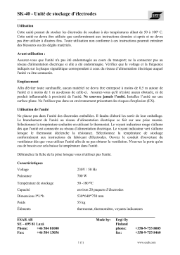 ESAB SK 40 Electrode cabinet Manuel utilisateur