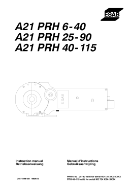 ESAB A21 PRH 40-115 Manuel utilisateur