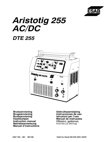 ESAB DTE 255 Manuel utilisateur | Fixfr