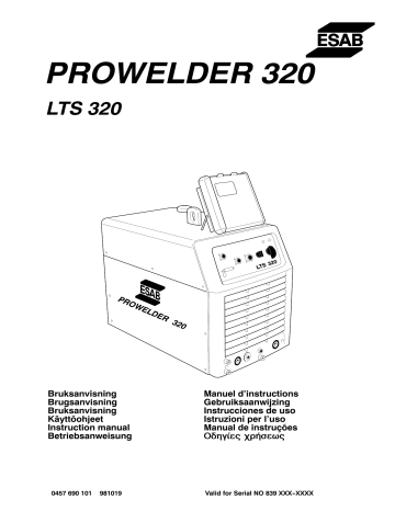 ESAB LTS 320 Manuel utilisateur | Fixfr