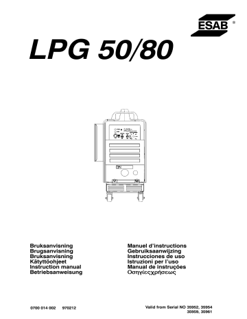 LPG 50 | ESAB LPG 80 Manuel utilisateur | Fixfr