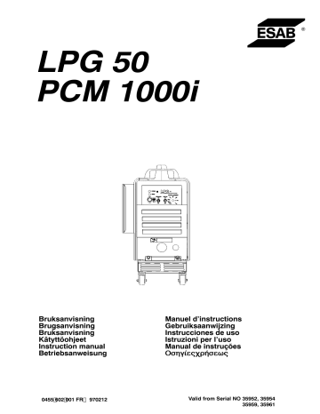 ESAB PCM 1000i Manuel utilisateur | Fixfr