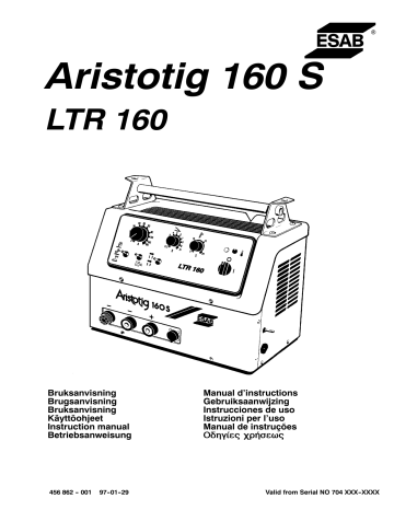 ESAB LTR 160 Manuel utilisateur | Fixfr