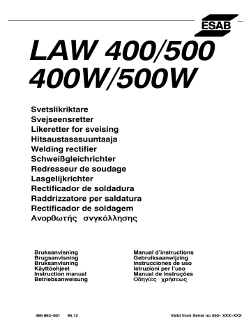 LAW 400 | ESAB LAW 500 Manuel utilisateur | Fixfr
