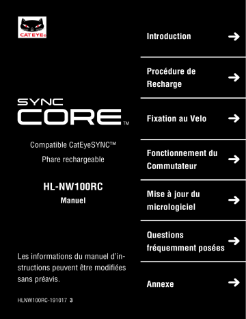 Cateye SYNC Core [HL-NW100RC] Headlight Manuel utilisateur | Fixfr
