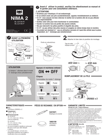 Nima 2 [SL-LD135-F] | Cateye Nima 2 [SL-LD135-R] Safety light Manuel utilisateur | Fixfr