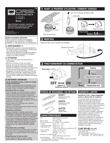 Orb Rechargeable [SL-LD160RC-F] | Cateye Orb Rechargeable [SL-LD160RC-R] Safety light Manuel utilisateur | Fixfr