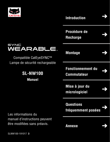 Cateye SYNC Wearable [SL-NW100] Safety light Manuel utilisateur | Fixfr